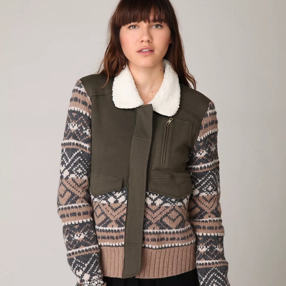 We The Free Fairisle Bomber Jacket | Free People | Size XS
